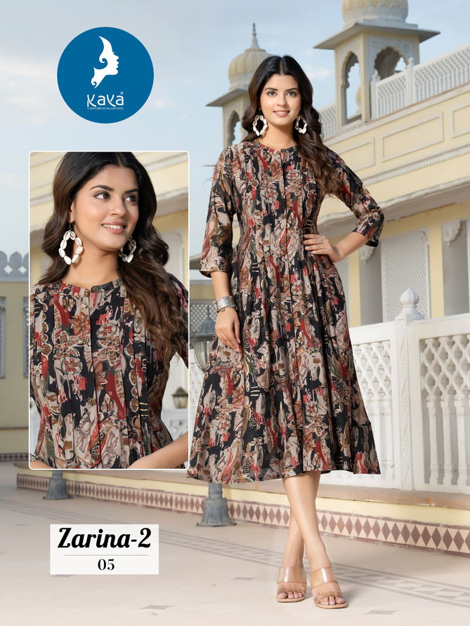 Zarina 2 By Kaya Chanderi Foil Printed Anarkali Kurti Wholesale Price In Surat